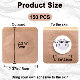 Joez Wonderful 150 Pcs Disposable Castor Oil Pack Wrap, Belly Button Patches, Self-Adhesive Castor Oil Patches, Organic Cotton Wraps Pack Covers - Square (Beige, 6cm)