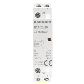 Baomain 110V AC 2-Pole Modular Contactor, 20A 2NO Normally Open, DIN Rail Mount for HVAC, Motor, Pump & Lighting Control BCT-20/20, HC1-20/20-110VAC