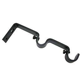 Gardinia 2 x Double Curtain Pole Brackets Diameter 16mm 7/7cm (5.5" from Wall) Memphis Line Metal Matt Black