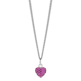 Orovi Pink Heart Necklace - Ruby Gemstone Necklace 925 Sterling Silver Chain (Jewellery Set) - 0.3 ct