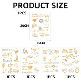 5 Pieces Wedding Foil Embossing Tattoo Stickers, Wedding Tattoo Stickers, Bridal Shower Stickers, Wedding Tattoo Stickers