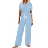 Ekouaer Women Lounge Pajamas Sets Ribbed Knit PJ Short Sleeve