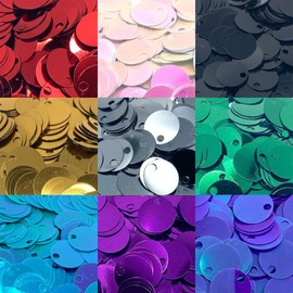 20 mm Flat Round Sequin Paillettes, 2565 Pcs 20 mm, Hole 4 mm Mix Color Assortment Acrylic Sequins - 15.87 Ounce (450 Grams) (9 Mixed Color)