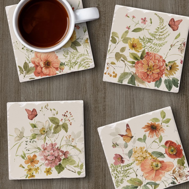 Thirstystone Blessed by Nature 4-Pack Tumbled Tile Stone Coasters with