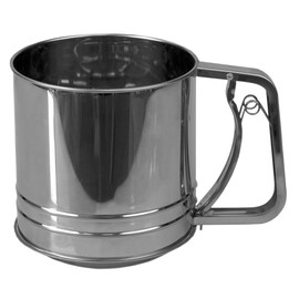 Home Basics Large Stainless Steel Shaker Sieve Cup Mesh Crank Flour Sifter, Silver