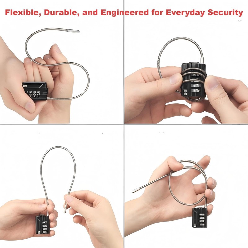 RESET-200 (1 Pack) 4 Digit Combination Cable Padlock with 4.72