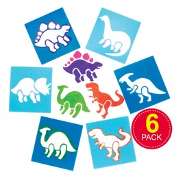 Baker Ross AR942 Washable, Reusable Dinosaur Stencil Set for Arts & Crafts, 15cm x 14cm, Blue, Pack of 6, Pieces