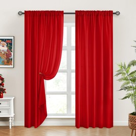HOMEIDEAS - Cortinas transparentes de privacidad rojas no transparentes, 52 x 96 pulgadas de largo, 2 paneles de cortinas semitransparentes para filtrar la luz, cortinas para recámara, sala de estar