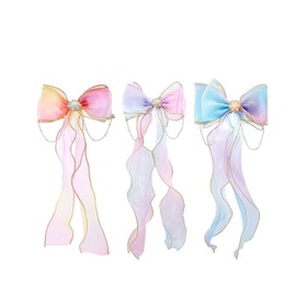 Utapossin Pack of 3 Hair Accessories Girls, Hair Bow, Hair Bows Girls, Colourful Ribbon, Embroidery Band, Girls Hair Clips Accessories for Girls Children (Yellow)