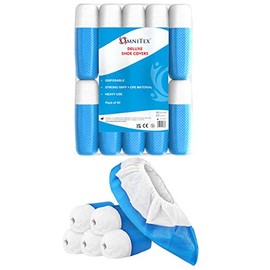 50x Omnitex® Heavy Duty Deluxe Shoe Covers, 9.6g with Anti-Slip Sole | Non Woven + CPE Material | Disposable Tear Resistant | Long Life | Heavy Use | Pack of 50