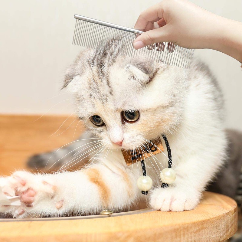 Stainless Steel Pet Grooming Comb with Rounded Ends - Professional