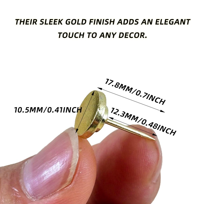 QINEHONS Metal Gold Push Pins, Multipurpose Flat Thumb Tacks for