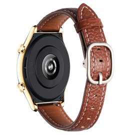 18mm Genuine Leather Soft Strap Quick Release Wristband Compatible with Garmin Venu 3S (41mm) / Venu 2S / Vivoactive 4S / Forerunner 265S / Forerunner 255S for Women (Brown)