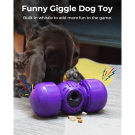 LACCEN Interactive Dog Toy, Rolling Dog Treat Dispenser Slow Feeder, Funny Giggle Dog Puzzle Toy, Reduce Boredom Improve IQ, Dog Treat Toys for Boredom Medium Large Dogs (Purple)