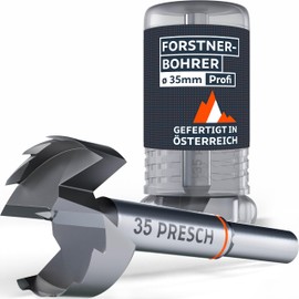 Presch Forstner drill bit, diameter 35 mm, extremely sharp, durable branch hole drill, high-precision centring tip for perfect concentricity, reliable performance thanks to optimised service life