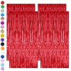 Red Tinsel Curtain Party Backdrop,4pcs 3.2ft x 6.5ft Foil Curtain