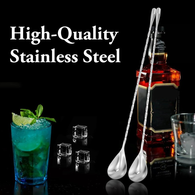Set of 5 Bar Spoons, Stirrer, Long Cocktail Stirrer, Gin