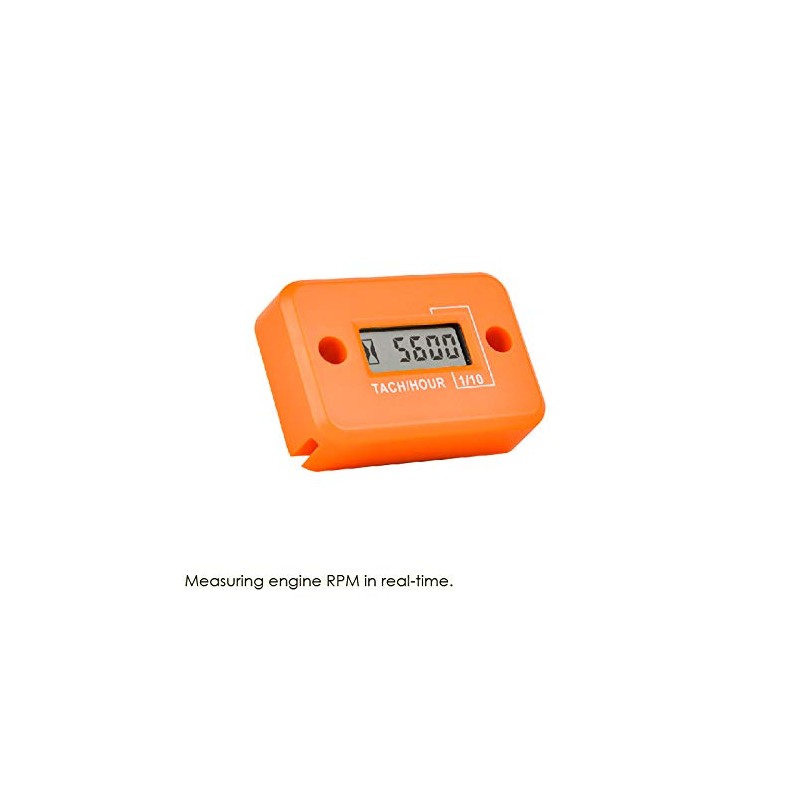 NInE-ROnG Tach Operating Hour Counter, Digital LCD Inductive Tachometer, RPM