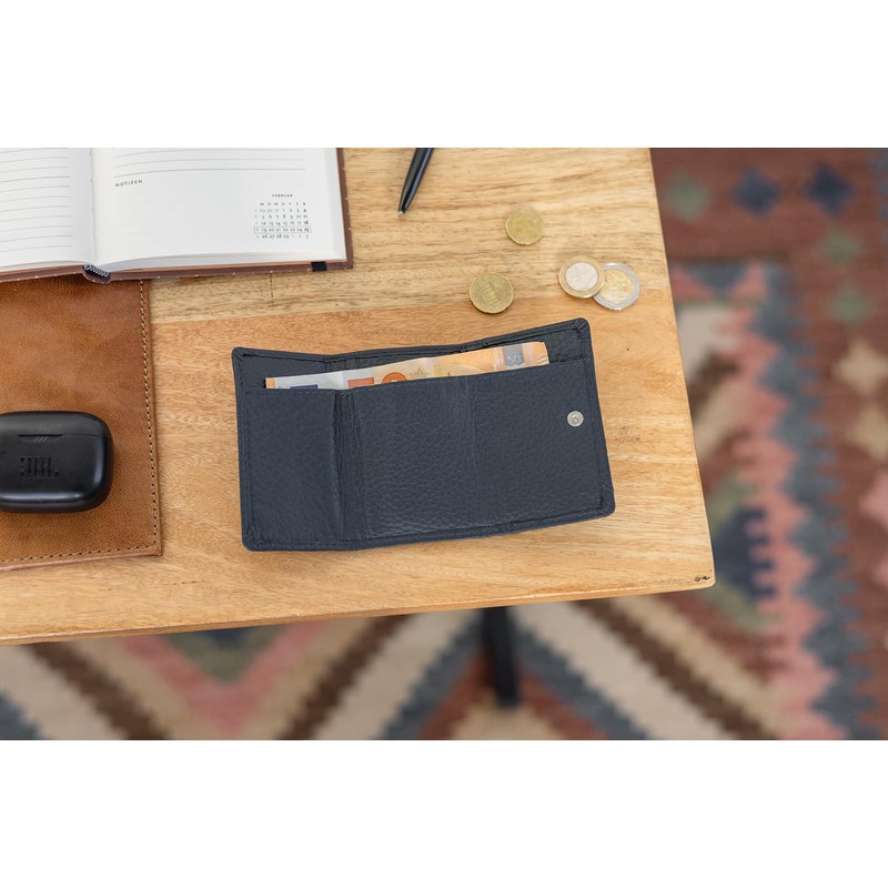 Gusti Omar Leather Wallet for Men and Women, Blue Leather,