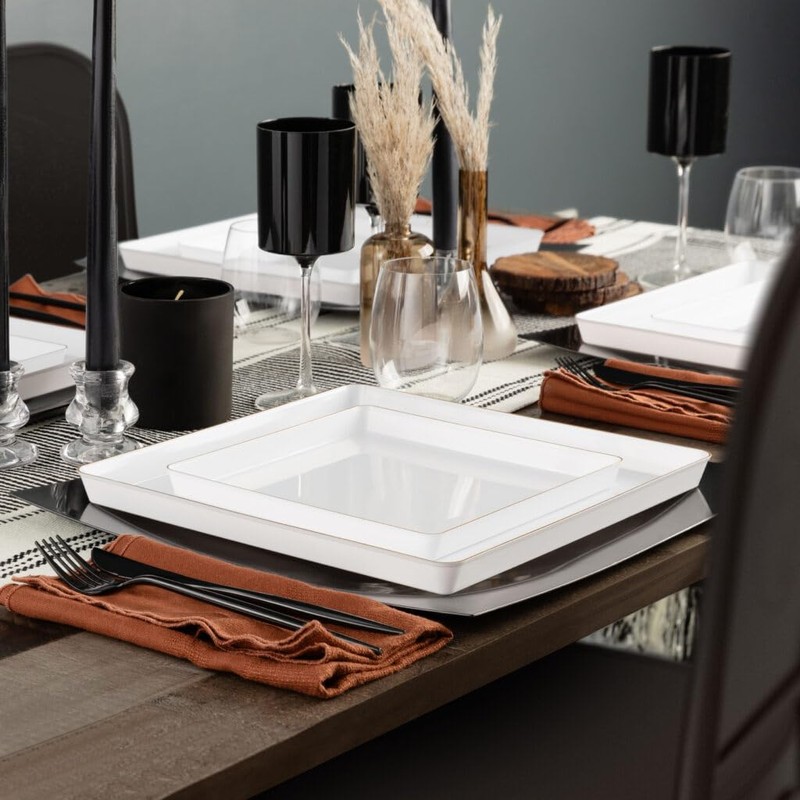 EcoQuality Combo Set 7.75" Dessert Plates and 10.75" inch Square