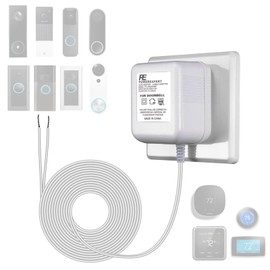 Transformador de Timbre 24 V 500 mA, con Cable de Extensión de 8 m, Adaptador de Corriente compatible con Eufy、Wyze、Video Ring、Nest、Arlo Timbre Inteligente y Termostatos