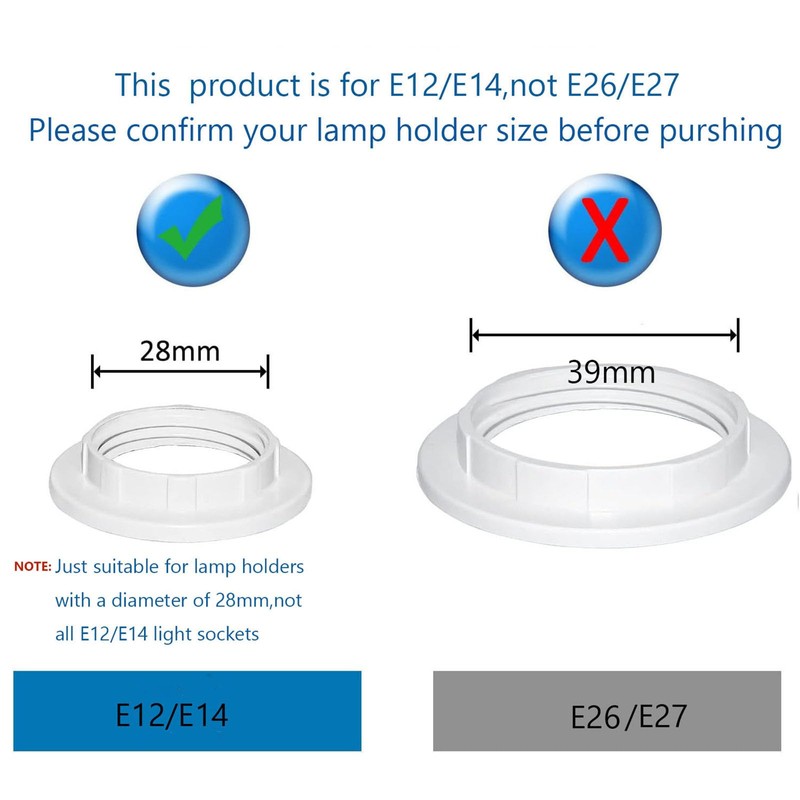 E12 Lamp Shade Collar Rings, E12 Lock Socket Adapter with