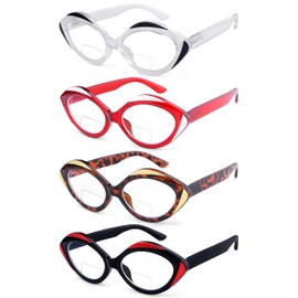 Eyekepper 4-pack Bifocal Reading Glasses for Women Bi-focal Readers Oval +3.0