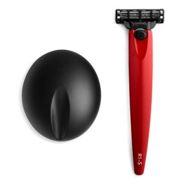 Bolin Webb R1 Razor and Stand in Monza Red, Ergonomic Handle Fitted with 3 Blade Cartridge Shaving Razor, Luxury Gift Set For Men