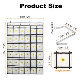 HARFINGTON 2pcs Classroom Pocket Chart for Cell Phone, 36-Pocket Phone Calculator Holder Organizer Door Wall Hanging, White