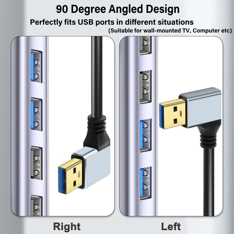 JSADZKJ 90 Degree USB-A 3.0 Short Cable,Left/Right Angle USB Male