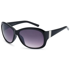 styleBREAKER Damen Oversize Sonnenbrille in Schmetterlingsform mit Verzierung aus Metall am Bügel, Verlaufsglas 09020062, Farbe:Gestell Schwarz/Glas Grau-Violett Verlaufsglas