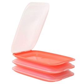 ENGELLAND - Hochwertige stapelbare Aufschnitt-Boxen, Frischhaltedose für Aufschnitt. Wurst Behälter. Perfekte Ordnung im Kühlschrank, 3 Stück Farbe Lachsrosa, Maße 25 x 17 x 3.3 cm
