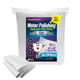 Aquatic Experts Aquarium Polishing Filter Pad, Water Polishing Pad for Aquarium Filters, Filter Floss for Fish Tank Filters, (50 Micron, 24" x 36" - 2 Pack)