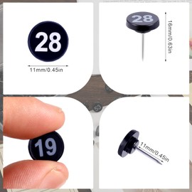 SAVITA Pack of 100 Number Pins, Black Push Pins Plastic Thumbtacks with White Number from 1 to 100 for Cards Presentations Photos Poster Gallery Exhibitions