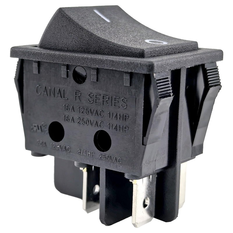 1-Pack Canal R Series Rocker Switch 16A/20A 125VAC/250VAC 4-Pin DPST