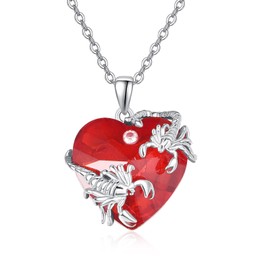 AENEAS Scorpion Necklace for Women 925 Sterling Silver Heart Shape Scorpio Zodiac Constellation Pendant Red Crystal Animal Jewelry with Gift Packaging