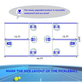 Reusable Pickleball Court Marking Kit, 44x20 Feet Durable Plastic Full-Court Pickleball Court Stencil Kit for Concrete, Instead of Paperboard, Easy Layout with All Accessories Included