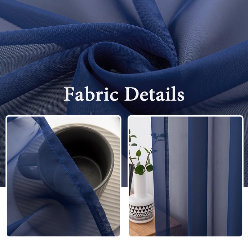 MIULEE 2 Panels Solid Color Sheer Window Curtains Elegant Window