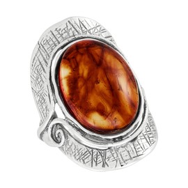 Silpada 'Feeling Fiery' Sterling Silver Pressed Amber Ring, Size 7, Size 7