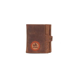 MiTASCH Slim Wallet RFID Protection Women's Genuine Buffalo Leather with Reading Protection Brown Black 8.5 x 9 cm Mini, Brown orange, Modern
