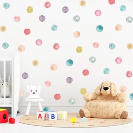 Removable Vinyl Polka Dot Stickers for Bedroom Playroom Nursery Kids' Bedroom and Classroom Decor Candy Colors and Watercolor Dots for Colorful Baby Room Decor