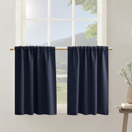 PANELSBURG Bunk Bed Curtains for Bottom,Navy Blue Blackout Short Kids Curtains for Boys Bedroom,36 Inch Length