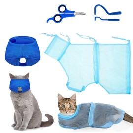 Cat Bathing Bag - Cat Restraint for Bathing, Grooming Pet Claw Care with Nail Clipper Trimmer Supplies for Indoor & Kitten
