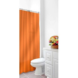 Dependable Industries inc. Essentials Bathroom Magnetized Shower Curtain Liner with Metal Grommets Waterproof (Orange)