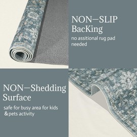 NoiFamo 8x10 Washable Area Rugs Ultral Soft Non-Slip Stain Resistant Vintage Boho Large Carpet for High-Traffic Living Room & Dining Room