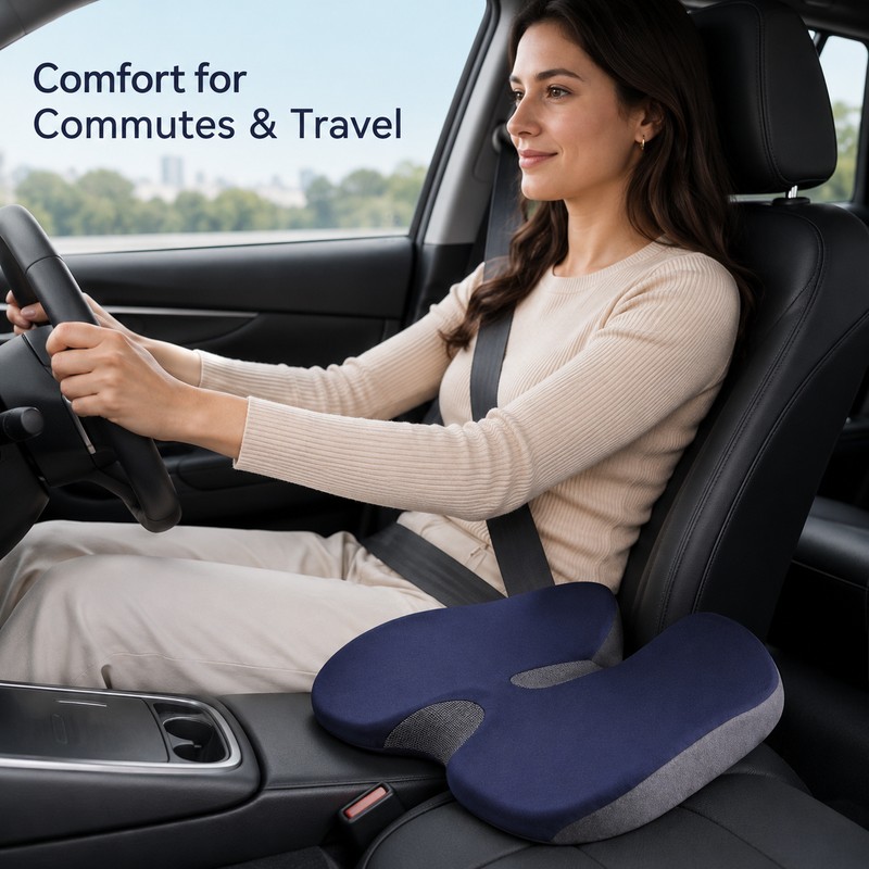 Foldable Memory Foam Seat Cushion – Non-Slip Coccyx & Tailbone