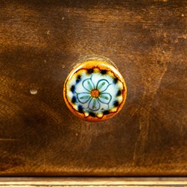 NOVICA Handmade Ceramic Knobs Flower from Multicolor Decor Accessories Home Accents Painted 'Handy Garden'(Set of 4)