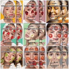 Face Mask Korean Style 18-Piece Face Mask Set Cloth Masks Korean Face Mask Sheet Face Korea Face Cures Skincare Cloth Mask Masks Beauty Women Moisturising Mask Skin Teenager Facial