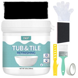 Tub and Tile Refinishing Kit - Black Bathtub Paint for Bathroom & Kitchen - Odorless DIY Ceramic Tile Resurfacing for Sinks, Showers, Countertops and Wall Tiles - Waterproof & Semi-Gloss Finish (16 oz)