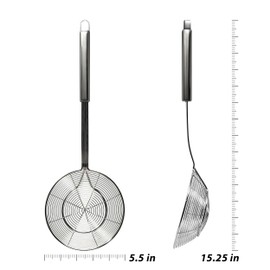Makerstep Premium Stainless Steel Spider Strainer Skimmer Ladle, Kitchen Utensils Wire Strainer Pasta Strainer Spoon, 5.5 Inch
